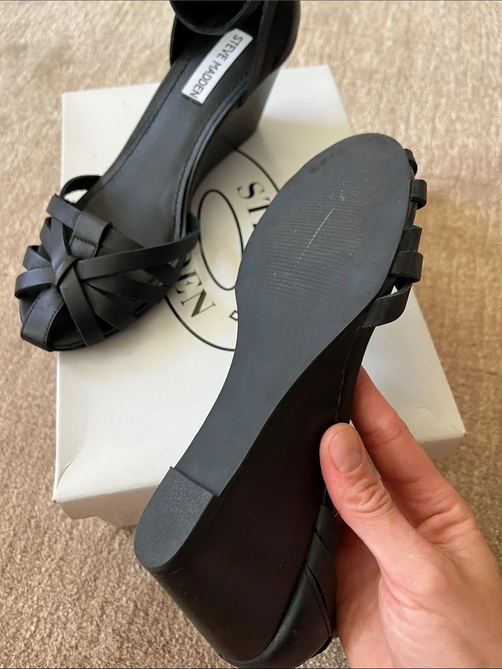 Steve Madden NESSIE Leather Wedge Sandals
